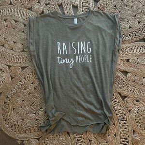 Raising Tiny People Womens Muscle Teee NWT